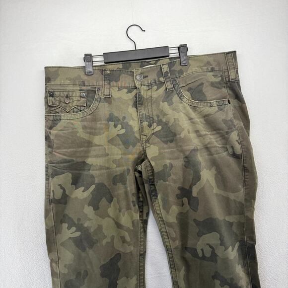 True Religion Jeans men's 40 Green Camo Military Woodland Flap Pockets USA made - Picture 2 of 14
